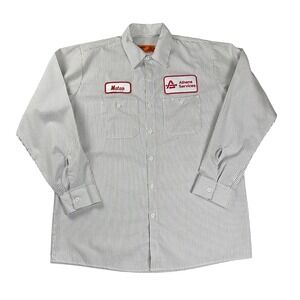 Red Kap Mens Athens Services "Mateo" Work Shirt Pinstripe Long Sleeve Large